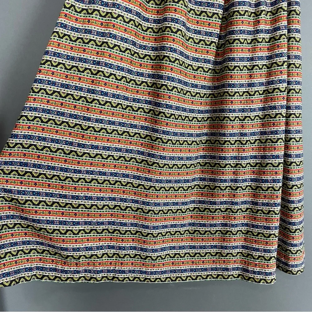 Vintage Maxi Skirt‎ Striped Handmade Floral A-Line Prairie Modest Retro Unique